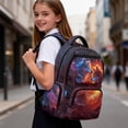 thumbnail image 6 of FKELYI Fire Wolf Print School Backpack for Kids 17 Inch Schoolbag with Multi-Pockets Primary School Bookbag Casual Daypack Lightweight Travel Bag for Boys Girls, 6 of 7