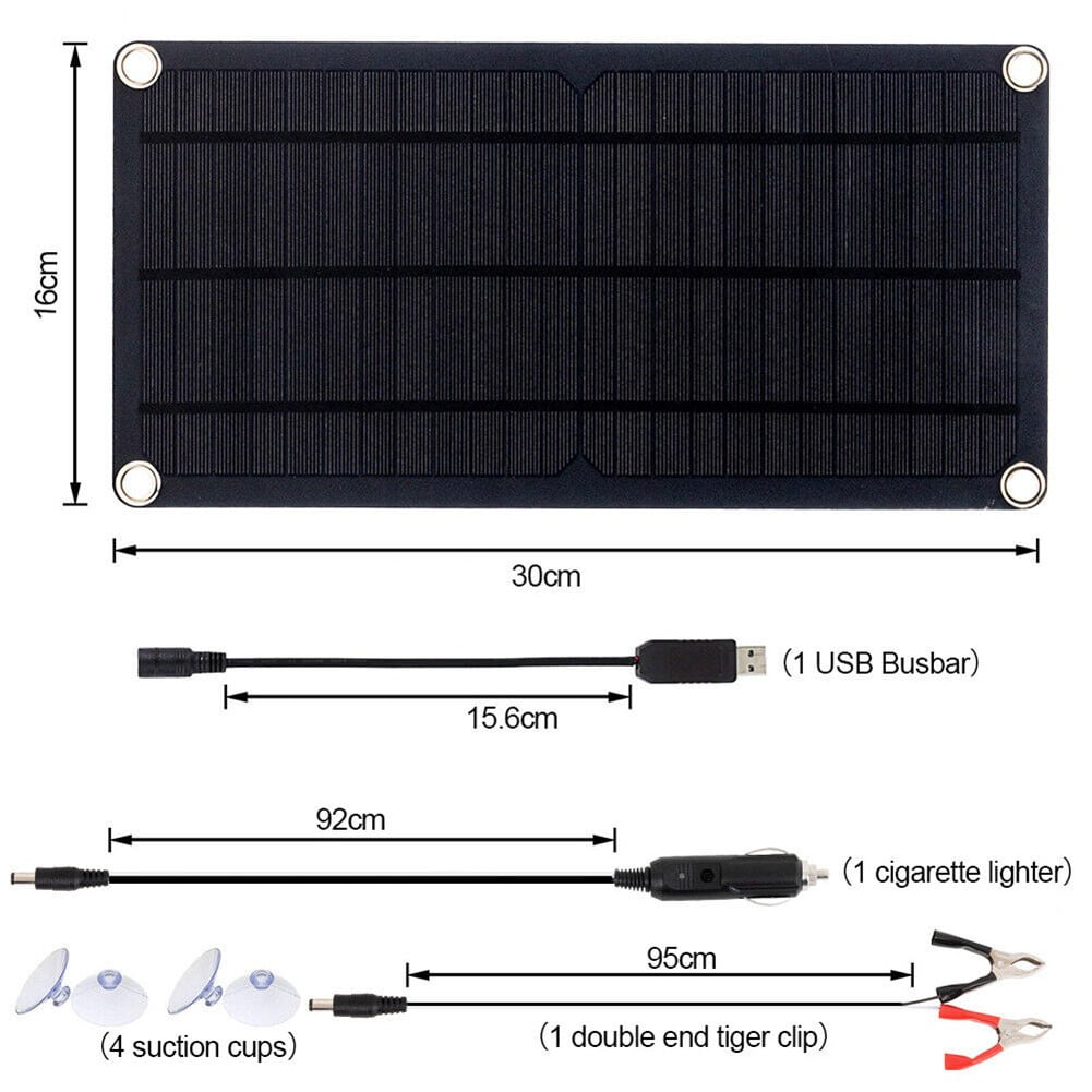 10W 6Vsolar Charger Car Battery Maintainer Portable Solar Panel Kit With Adapter Smile Home