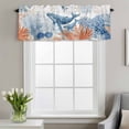 thumbnail image 2 of Ocean Whale Window Valance for Kitchen, Summer Orange Blue Sea Animal Corals Starfish Rod Pocket Short Curtain for Small Windows, Light Filtering Decorative Valance, 42 x 18 Inch, 1 Panel, 2 of 9