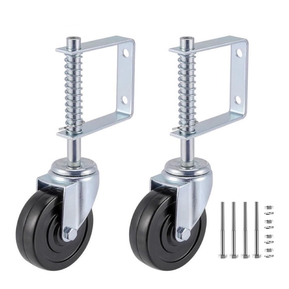 Gate Caster gate Wheel 4�, Heavy Duty Gate Caster Wheel with Spring Loaded,Universal Mount Pate, 250-500 lbs Load Capacity, 4 Inches Rubber Wheel