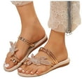 thumbnail image 1 of Womens Rhinestones Leaf Slides Sandals Sparkly Gold Wedge Low Heels Flip Flops Beach Dress Slingback Sandals, 1 of 5