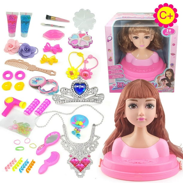 Asdomo Kids Dolls Styling Head Makeup Comb Hair Toy Doll Set Pretend ...