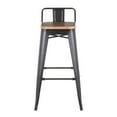 thumbnail image 6 of Oregon Industrial Low Back Barstool in Black Metal and Wood-Pressed Grain Bamboo by LumiSource - Set of 2, 6 of 7