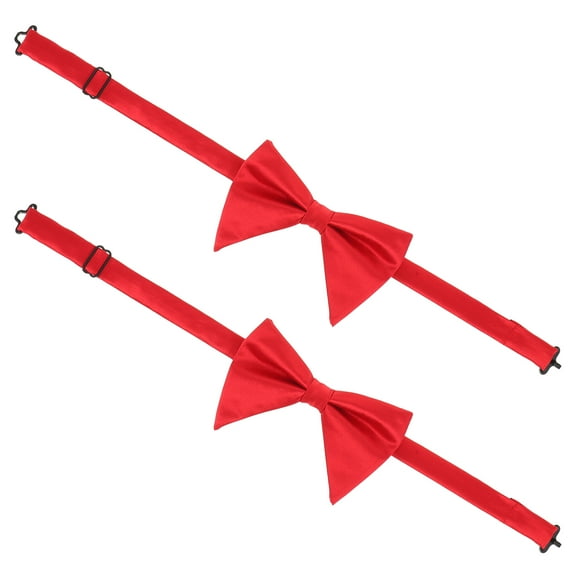 HEANUJJ Red Satin Bow Tie Mens Adjustable Pre-Tied for Formal Events 2Pcs
