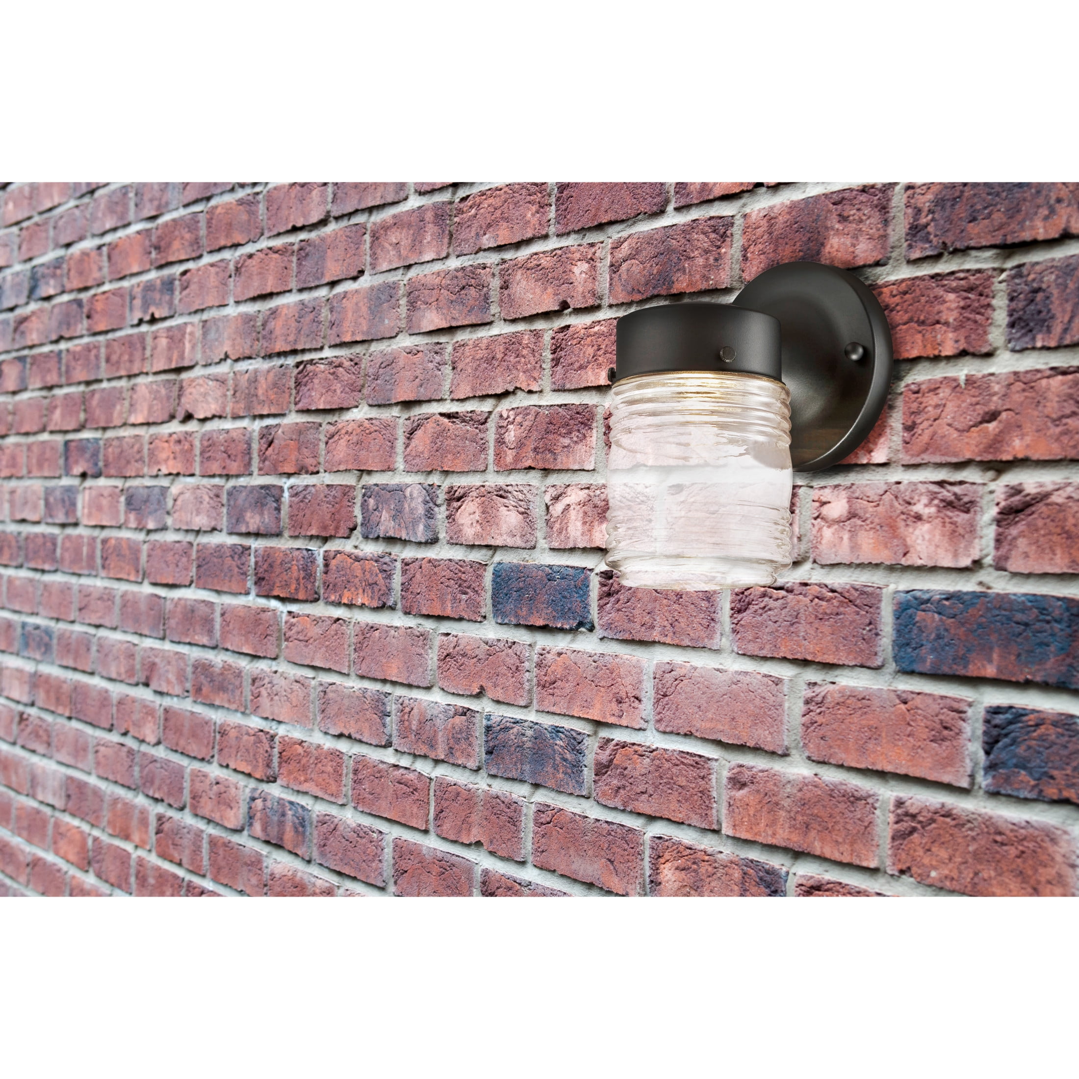 Design House Jelly Jar 1-Light Indoor/Outdoor LED Light with Clear Ribbed Glass, Matte Black