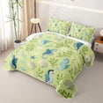 thumbnail image 3 of spefrowx Cartoon Seahorse Quilt King for Girls Boys, Green Seaweed Shell Starfish King Coverlet Set, 3-Piece, 3 of 7