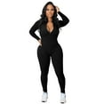 thumbnail image 2 of GZWYHT Rompers for Women Athletic Romper Women's Zipper V Neck Long Sleeve Jumpsuit Rompers Bodysuit Catsuit Sport Jumpsuit Women's Jumpsuits Jumpsuit for Women Black M, 2 of 5