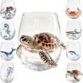 thumbnail image 7 of Sulaicai Artisanal Blue Ringed Octopus Glassware, Novelty 2D Octopuses Stemless Wine Glasses, Handcrafted Marine Animal Bar Glass for Coastal Home Decor Ocean Lovers, #05, 7 of 7