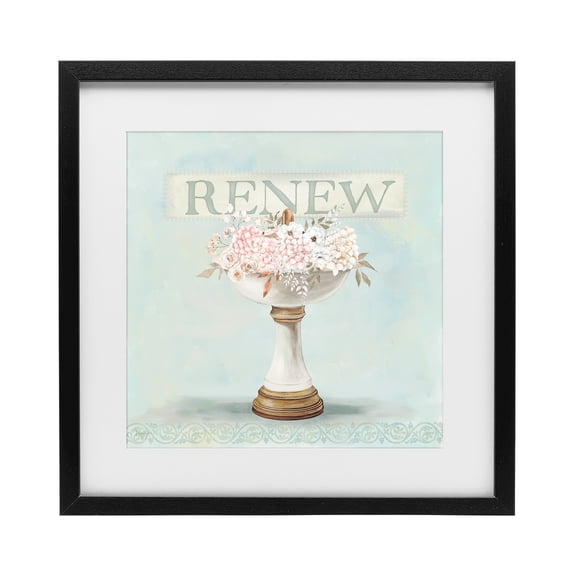Stupell Industries Renew Floral Sink Black Framed Print Under Glass, design by Mollie B.