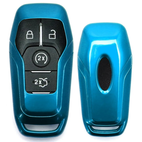 Glossy Metallic Blue Exact Fit Key Fob Shell Cover For Ford or Lincoln 4/5-Button Intelligent Access Key