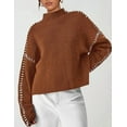 thumbnail image 6 of PRETTYGARDEN Women's Chunky Knit Sweaters Fall Long Sleeve Mock Neck Oversized Pullover Tops Winter Fashion Clothes, 6 of 8