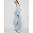 thumbnail image 3 of SWSMCLT Women's Billowy 2 Piece Outfit Shirt With Pants Set Comfy Half Zip Fall Chic Jogger Band Collar Long Sleeve Activewear Set Light Blue XX-Large, 3 of 5