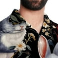 thumbnail image 5 of Cat Men's Poplin Shirt, Casual Short Sleeve Printed Button Down Summer Beach Unisex Shirts, 5 of 6