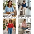 thumbnail image 3 of UVN Womens Blouses 3/4 Sleeve V Neck Summer Shirts for Women Chiffon Dressy Casual Tunic Tops, 3 of 4