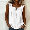 thumbnail image 3 of Pounoo Tank Tops for Women Square Neck Sleeveless Tie Front Plain Detail Loose Fit Tshirts Casual Daily Lightweight Camisoles, 3 of 7