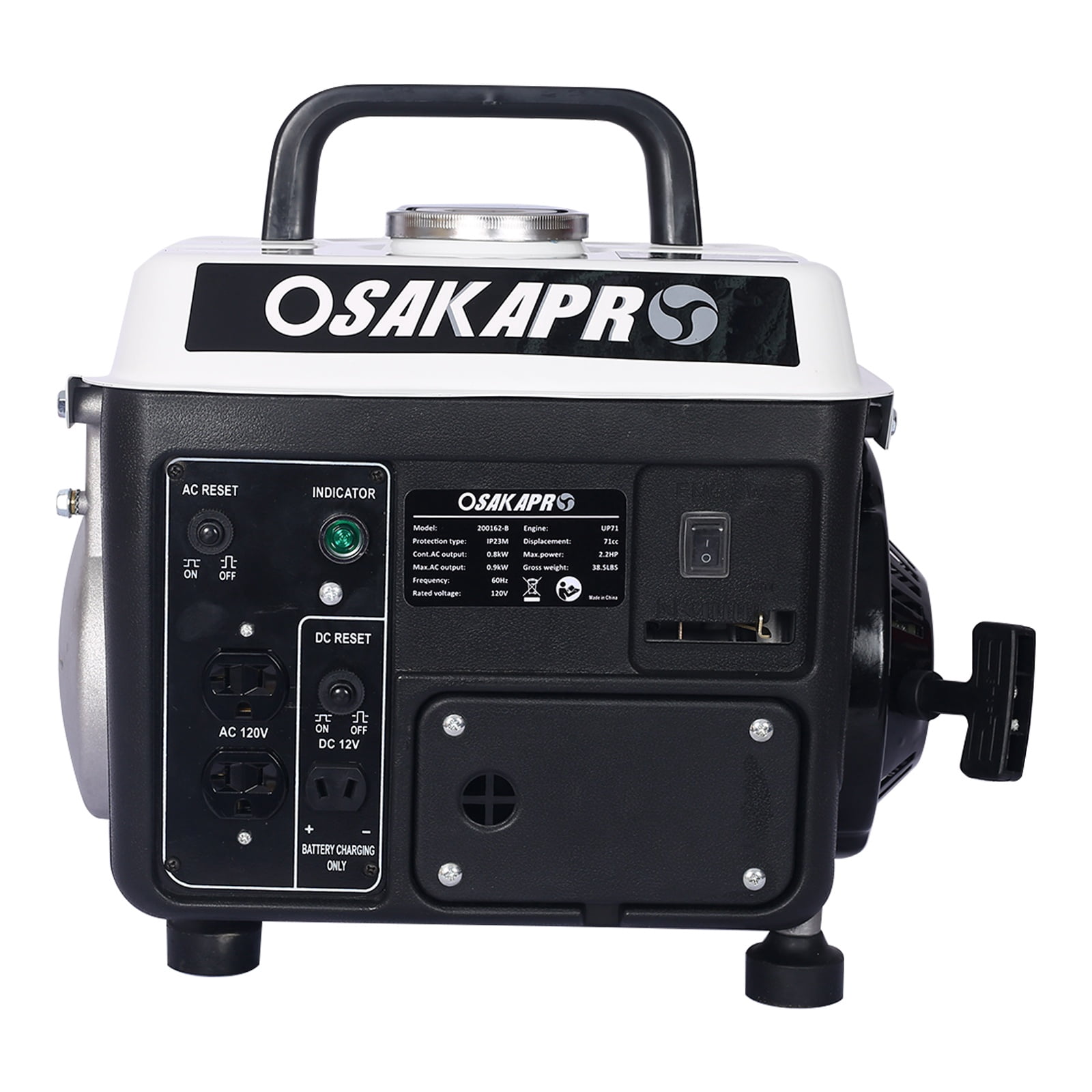 Portable Gas Powered Generator, 900W Peak, 800W Rated, Low Noise, Lightweight, EPA Compliant for Home, Camping, and Outdoor Use