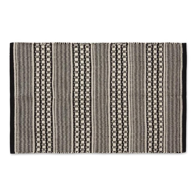 Design Imports CAMZ12584 2 x 3 ft. Hand-Loomed Rug, Black Dobby Stripe