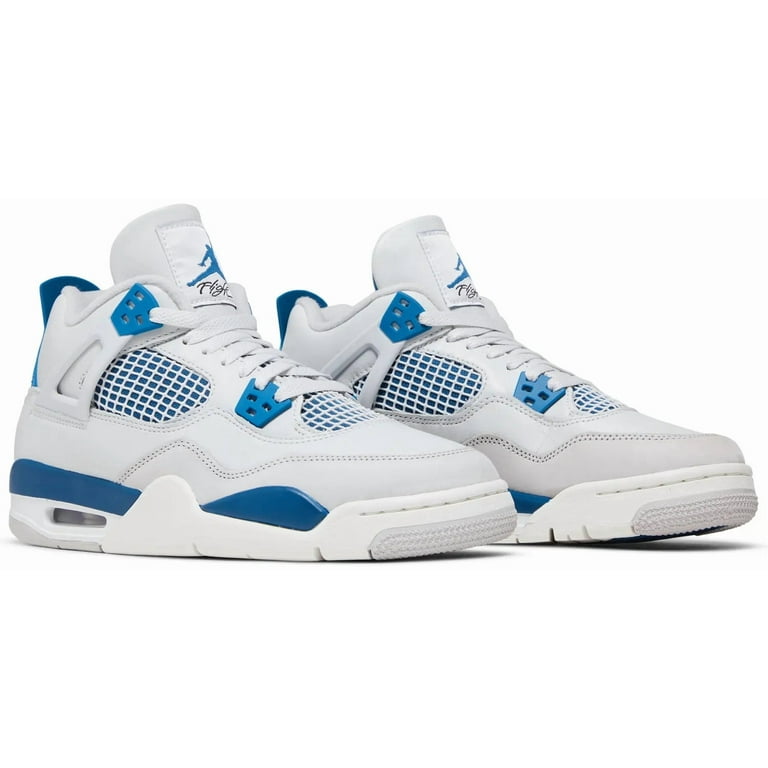 Air Jordan 4 Retro Kids Sneakers, Leather Upper, Military Blue