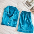 thumbnail image 6 of LIZUOJUN Satin Pajamas for Women Short Sleeve Shorts Button Down Silk Sleepwear with Pocket Loungewear Soft 2 Piece Set Summer Spring Warm Weather - S, 6 of 6