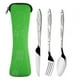 thumbnail image 3 of Juego de cubiertos de acero inoxidable de 3 uds., cuchillo para bistec, tenedor con bolsa de tela (azul cielo), 3 of 4