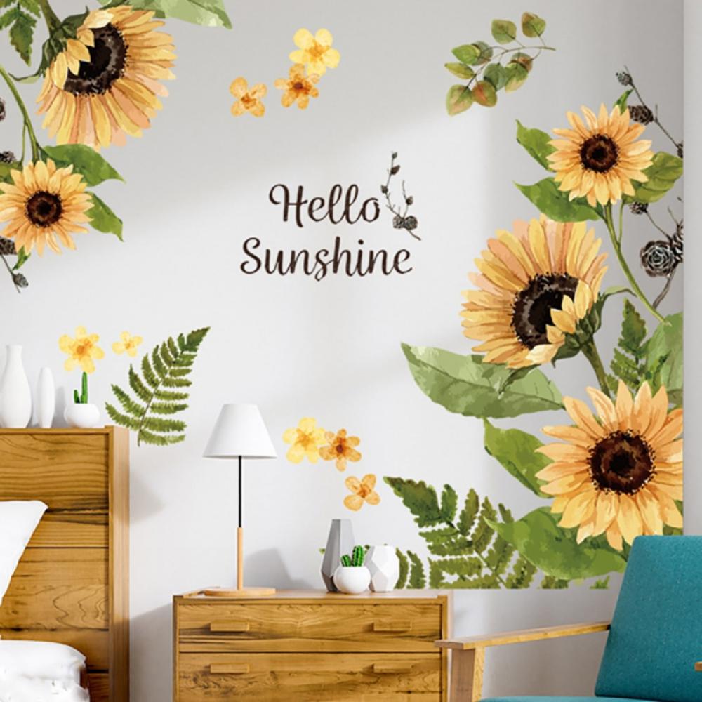 Spring Summer Sunflower Wall Decals Garden Flower Self Adhesive Wall