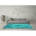 thumbnail image 3 of Ahgly Company Machine Washable Indoor Rectangle Abstract Turquoise Blue Contemporary Area Rugs, 6' x 9', 3 of 4