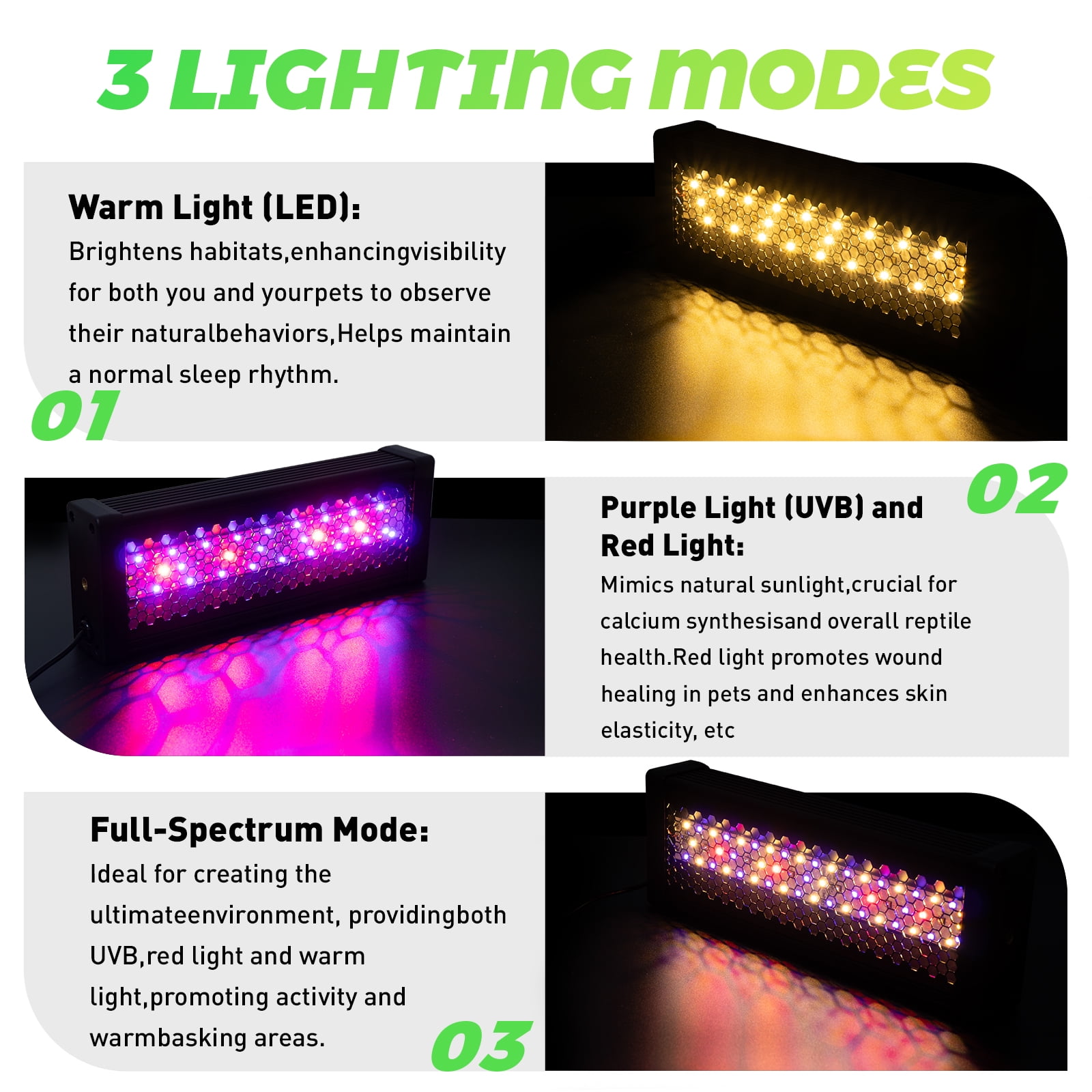 24W Dimmable Reptile UVB Light Bar Provides Essential UVB Radiation For a Variety of Reptile Pets