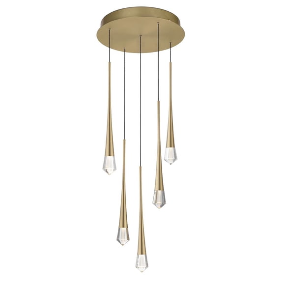 E24225-122GLD-ET2 Lighting-Pierce - 15W 5 LED Pendant-19 Inches Tall and 13 Inches Wide-Gold Finish