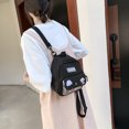 thumbnail image 4 of Mochila estilo preppy para mujer con estampado de lona, ​​bolso para niñas con insignia (negro) Tmvgtek Para estrenar, 4 of 9