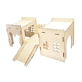 thumbnail image 3 of Castillo de madera para escondite de conejos, casa de madera ventilada para conejos, hábitats con escaleras tipo cueva para que pequeños animales, 3 of 9