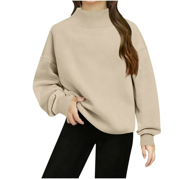 Cowsor Cute Hoodie for Teen Girls Trendy Solid Color Preppy Hooded Sweatshirts Kids Pullover Long Sleeve School Outfits