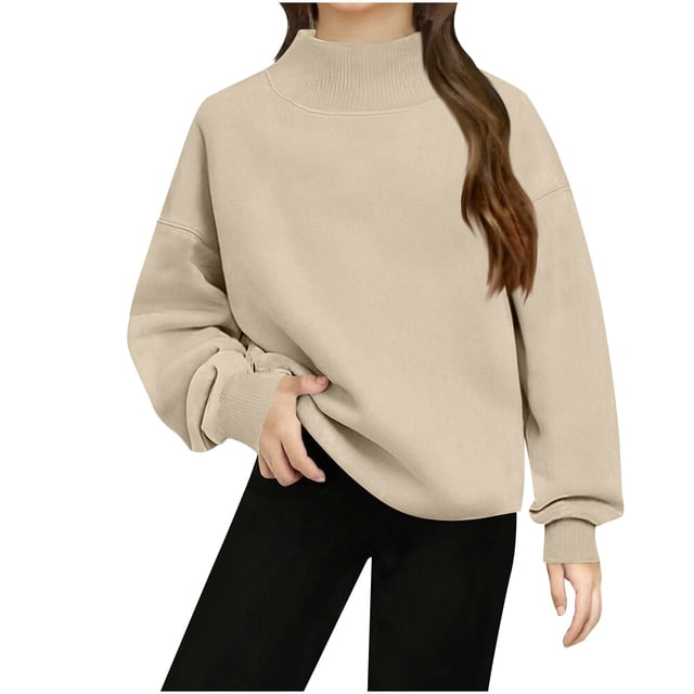 Sudadera con capucha de manga larga para niña, color liso, con abertura en el bajo y cierre de hebilla, de poliéster, talla mediana y grande