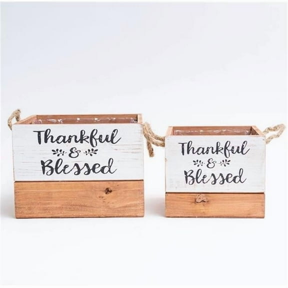 Mr. MJs Trading AI-4120-856 Thankful & Blessed with Rope Handles Crates, Set of 2