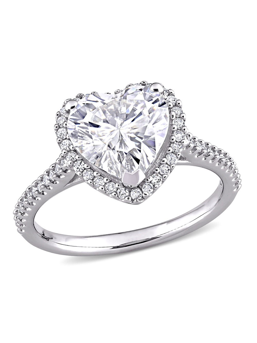 3.00 Carat (Ctw) Synthetic Moissanite Heart Engagement Ring in 14k