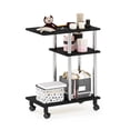 thumbnail image 5 of Furinno TURN-N-TUBE Side Table, 3-Tier C-Shape End Table with Wheels, Toolless Assembly Night Stand, Bedside Table with Open Shelf, for Living Room, Bedroom, Dark Americano/Stainless Steel, 5 of 5