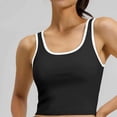 thumbnail image 2 of Sevevn Women's Contrast Trim Square Neck Crop Tank Top High Stretch Sleeveless Workout Cami Slim Fit Athletic Yoga Top, 2 of 5
