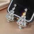 thumbnail image 4 of GKNET Luxurious Christmas Tree Crystal Zircon Earrings Drop Dangle Women Delicate Jewelry Gift-Gold Pearl Christmas Tree, 4 of 9