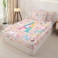 thumbnail image 2 of Castle Fairy Unicorn Letter A Zipper Full Size Comforter Sets with Fitted Sheet and 2 Pillowcases,Kawaii Animal Zipper Bedding Set,4pcs,Reversible, 2 of 6