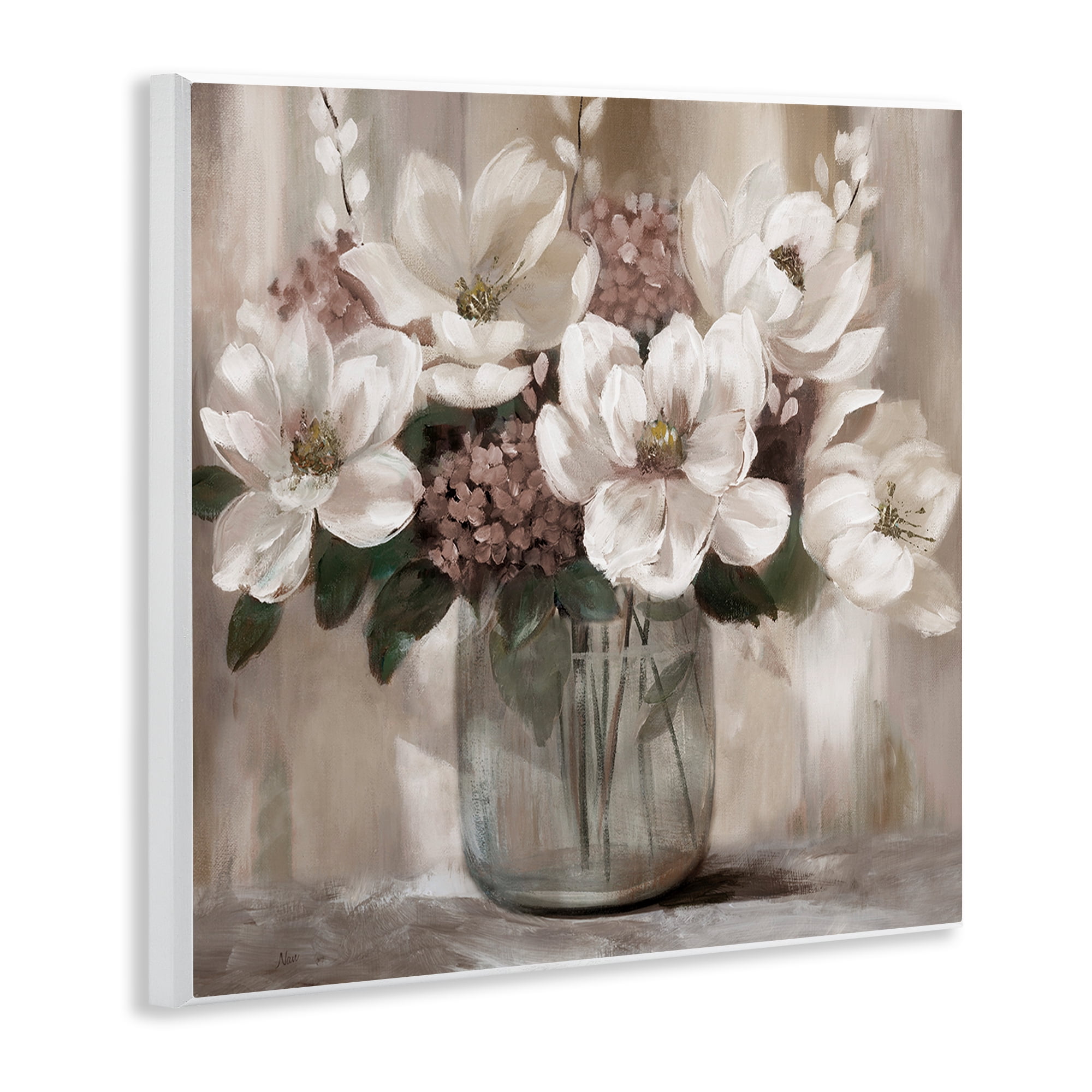 Stupell Industries Ivory Magnolias Vase Wall Plaque Art, design by Nan