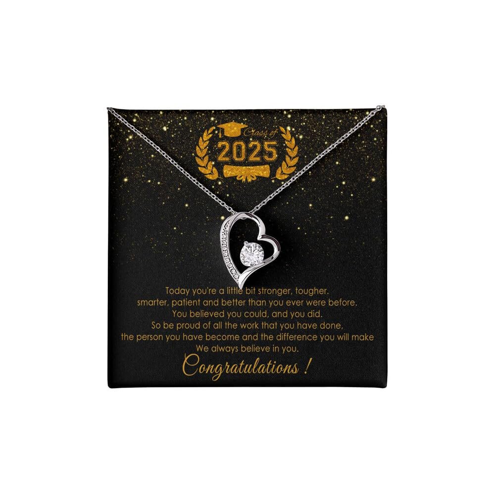 Graduation Her 2025 College,Heart Necklace, Inspirational Graduation Women, 2025 Jewelry High School Graduate Best Friend Or Daughter #1973, White Forever Love Necklace
