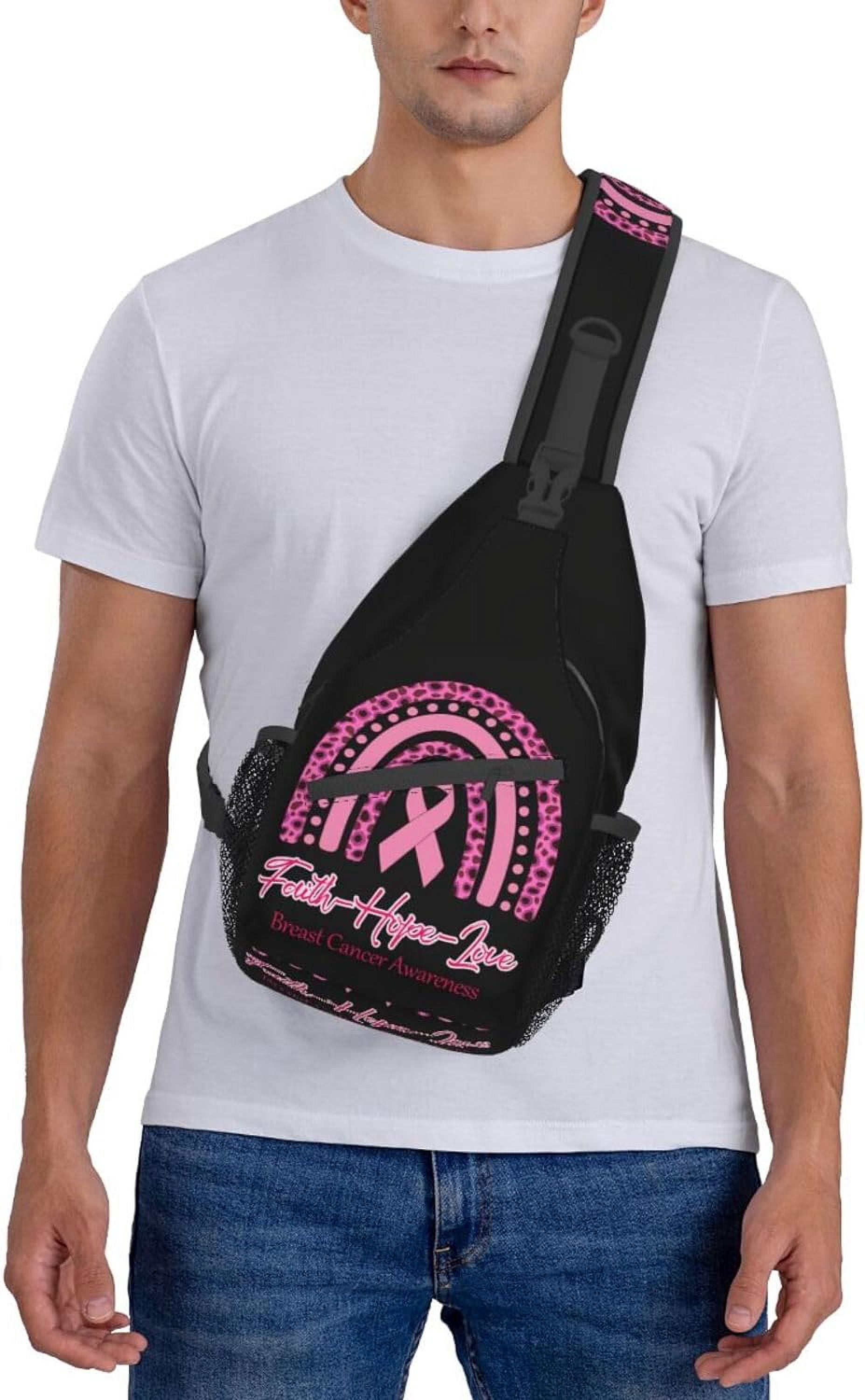 Breast Cancer Awareness Faith Love Hope Rainbow Sling Bag Crossbody Hiking Travel Chest Bags Backpack Shoulder Daypack for Women Men