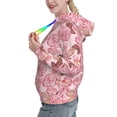 thumbnail image 2 of Balery Rose Flowers Pattern Womens Long Sleeve Hoodie, Pullover Hooded Sweatshirt, Kangaroo Pocket Hoodie with Eye-catching Drawstrings-Small, 2 of 7