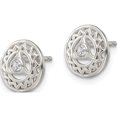 thumbnail image 3 of Sterling Silver Cz Throat Chakra Filigree Post Earrings (9.74 X 9.74) Made In India qe15683, 3 of 6
