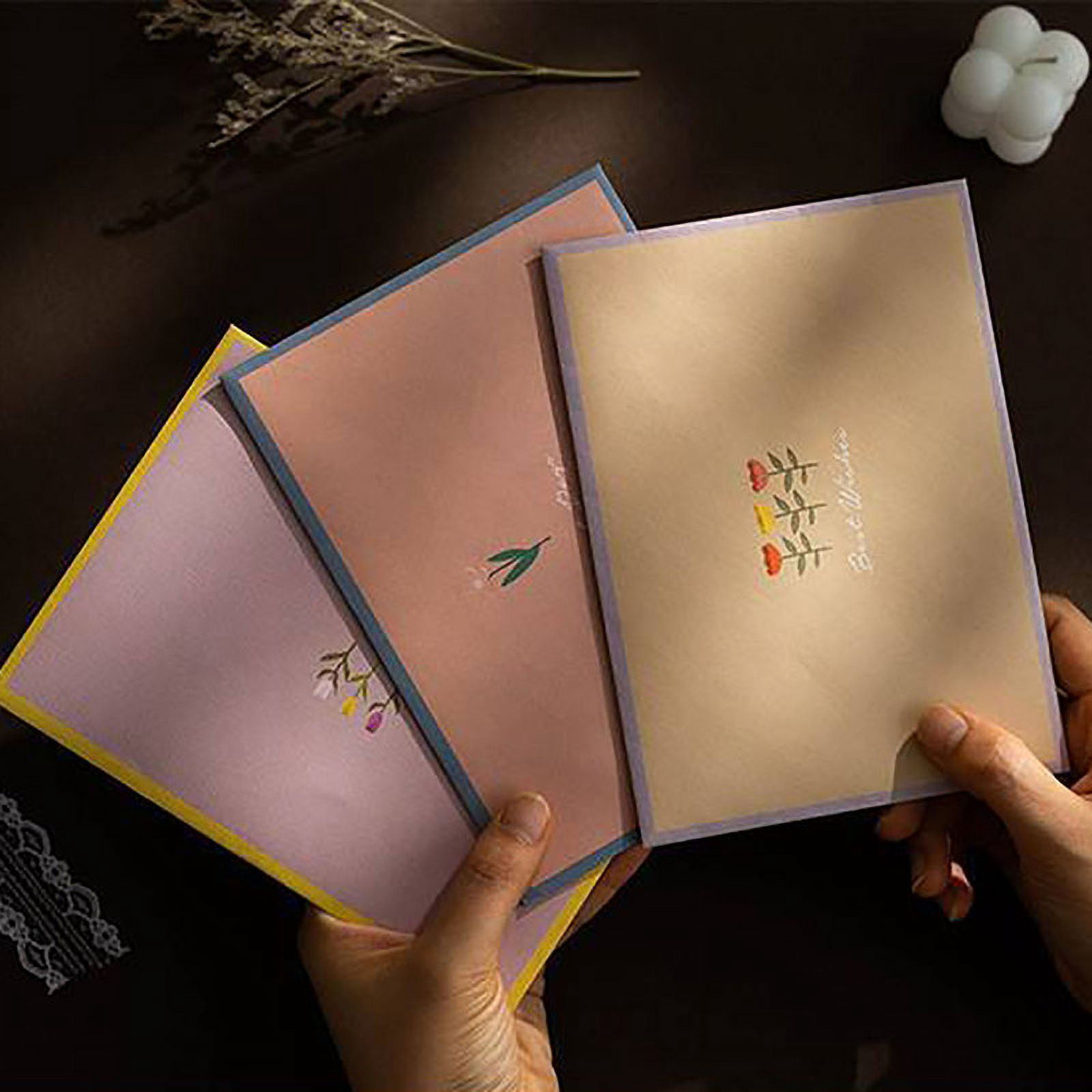 Lksixu Stationary Paper with Envelopes, 4 Sheets Letter Writing Paper with 2 Matching Envelopes and Stickers, 150GSM Heavy Weight Floral Style Stationary Writing Paper Cute Greeting Paper(7"x10")