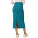 thumbnail image 3 of Faldas midi clásicas elásticas de cintura alta con abertura para mujeres Inspire Chic L azul pavo real, 3 of 6