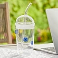 thumbnail image 3 of Better Homes & Gardens Glass Sipper Blue Floral Icon with Glass Lid, 3 of 7