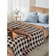 thumbnail image 4 of Queen Size Flat Sheet Only, Brown Texas Star Retro Soft Brushed Microfiber Bed Sheets, Country Star Buffalo Plaid Wooden Hotel Quality Breathable Bedding Top Sheet, Easy Care, 90"x102", 4 of 9