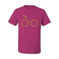 thumbnail image 2 of Wild Bobby, Gold Wizard Glasses and Lightning Scar, Movies, Men Graphic Tee, Fuschia, 3X-Large, 2 of 4