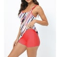 thumbnail image 3 of WREESH Womens Tankini High Waisted Bathing Suit 2 Piece Solid Color Flowers Bikini Bottoms Swimsuits For Red, 3 of 3