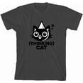 thumbnail image 3 of Thinking Cat Youth Charcoal Crew Neck Short Sleeve Tee-Medium, 3 of 4
